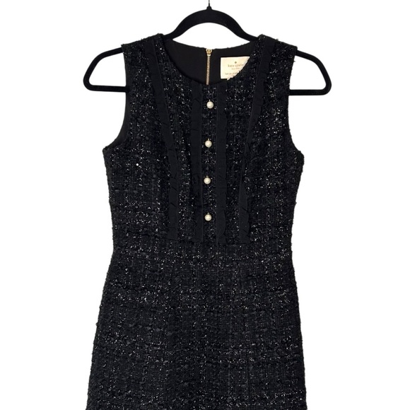 Kate Spade Sparkle Tweed Pearl Button Dress- Size 0 - Picture 3 of 16